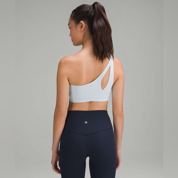 Lululemon Ribbed Nulu Asymmetrical Yoga Bra in Powder Blue Size 10 - Picture 4 of 7